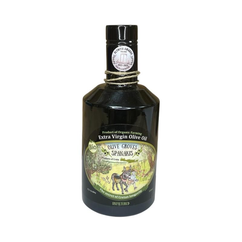 Huile d'olive extra vierge BIO 0.3 acidité AOP SPANAKIS 500 ml
