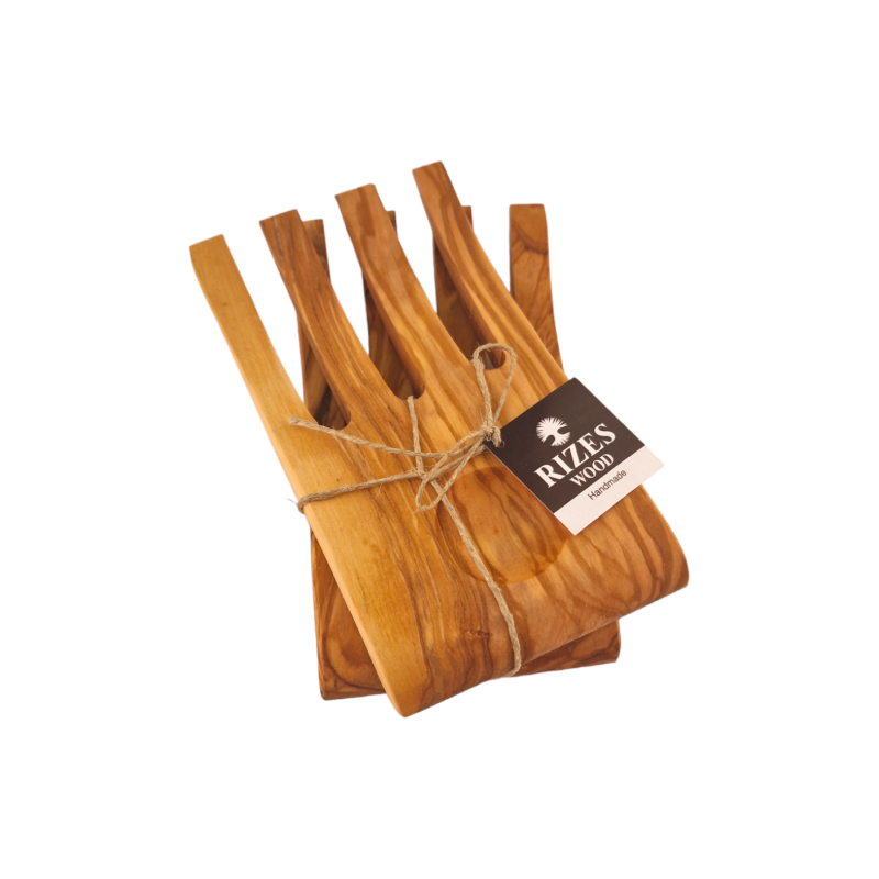 Set de mains pour la salade en bois d'olivier RIZES 17x2 cm