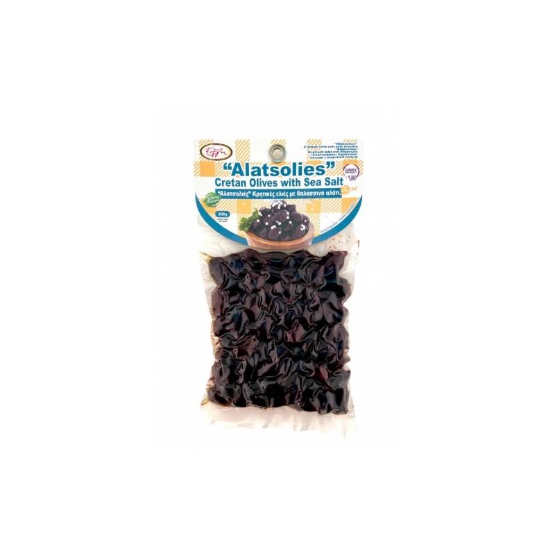 Olives de Crète variété Alatsolies naturelles en sous vide ELLIE 200 g