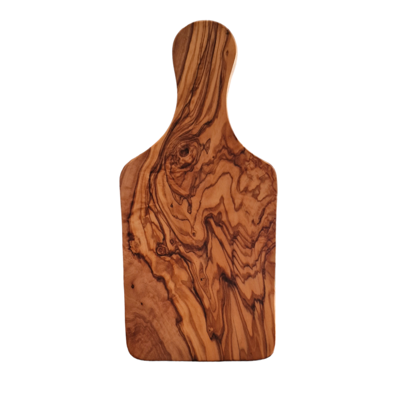 Planche à découper en bois d'olivier avec poignée - RIZES 22x10 cm