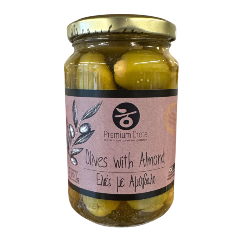 Olives vertes farcies aux amandes en bocal PREMIUM CRETE 190 g net