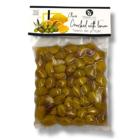 Olives vertes craquées au citron PREMIUM CRETE en sous vide 220 g
