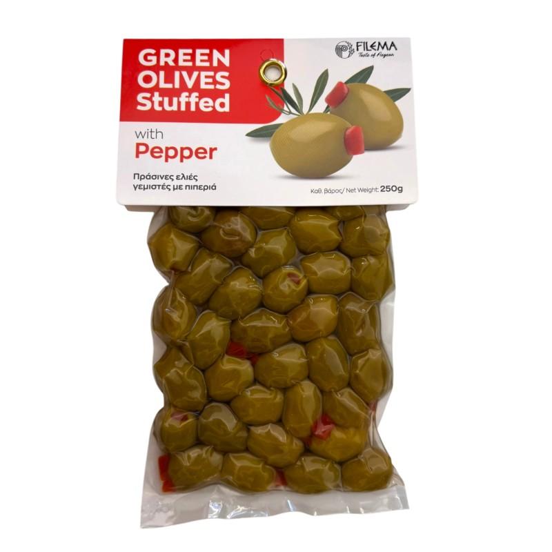 Olives grecques vertes Atlas farcies au poivron FILEMA 250 g