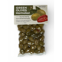 Olives grecques vertes Atlas marinées tomate séchée et feuille de laurier FILEMA 250 g