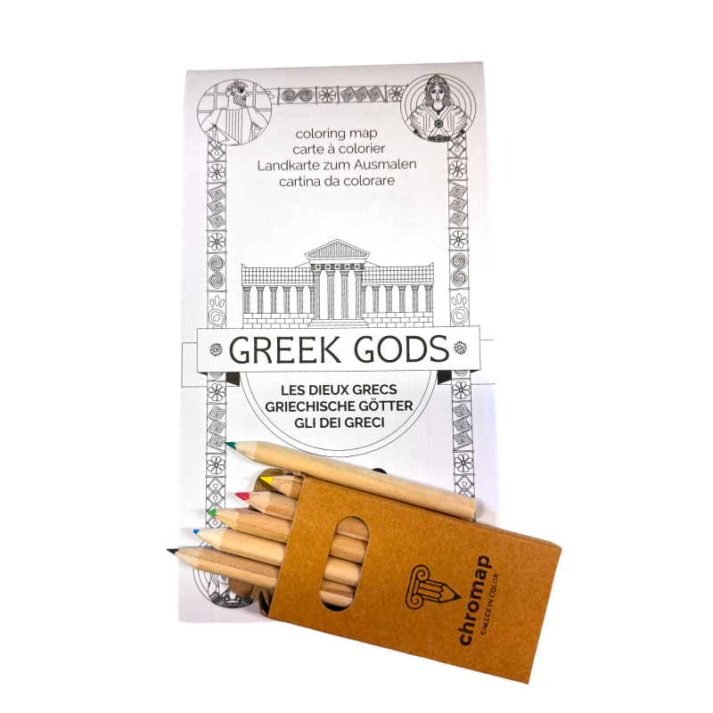 Carte à colorier LES DIEUX GRECS CHROMAP avec ses crayons de couleurs Carte à colorier LES DIEUX GRECS CHROMAP avec ses crayons de couleurs