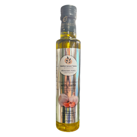 Huile d'olive vierge extra infusée à l'ail SAVOUIDAKIS en bouteille 250 ml