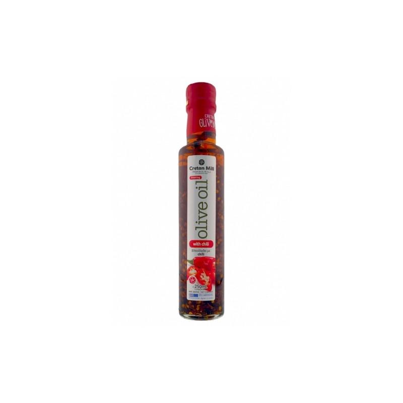 Huile d’olive vierge extra infusée aux piments CRETAN MILL 250 ml