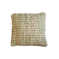 Coussin tissé en jute et coton, couleur vert olive et beige RIZES 45x45 cm