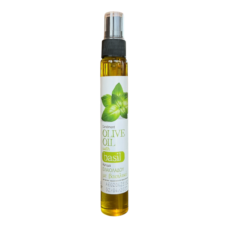 Huile d'Olive au basilic en spray CRETAN MILL 60 ml Huile d'Olive au basilic en spray CRETAN MILL 60 ml