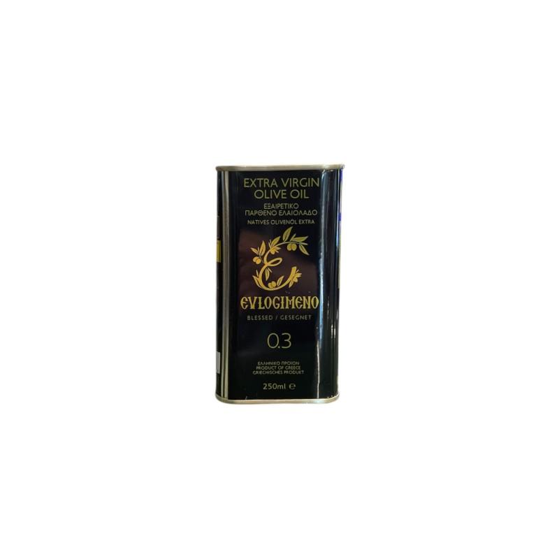 Huile d'olive EVLOGIMENO AOP MYLOPOTAMOS 0,3 acidité en bidon métallique 250 ml
