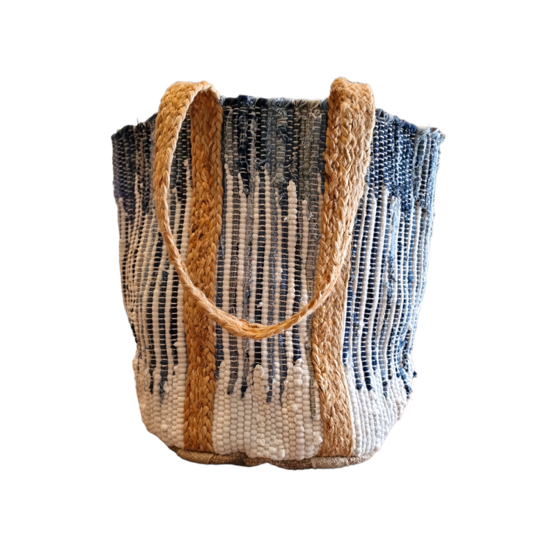 Sac tissé en coton Subtiles Nuances de Bleu RIZES 50x40 cm