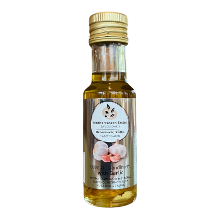 Huile d'olive vierge extra infusée à l'ail SAVOUIDAKIS en bouteille 100 ml