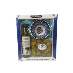 Coffret cadeau CRETOSOPHY "huile d'olive,olives,bol" 16x19 cm