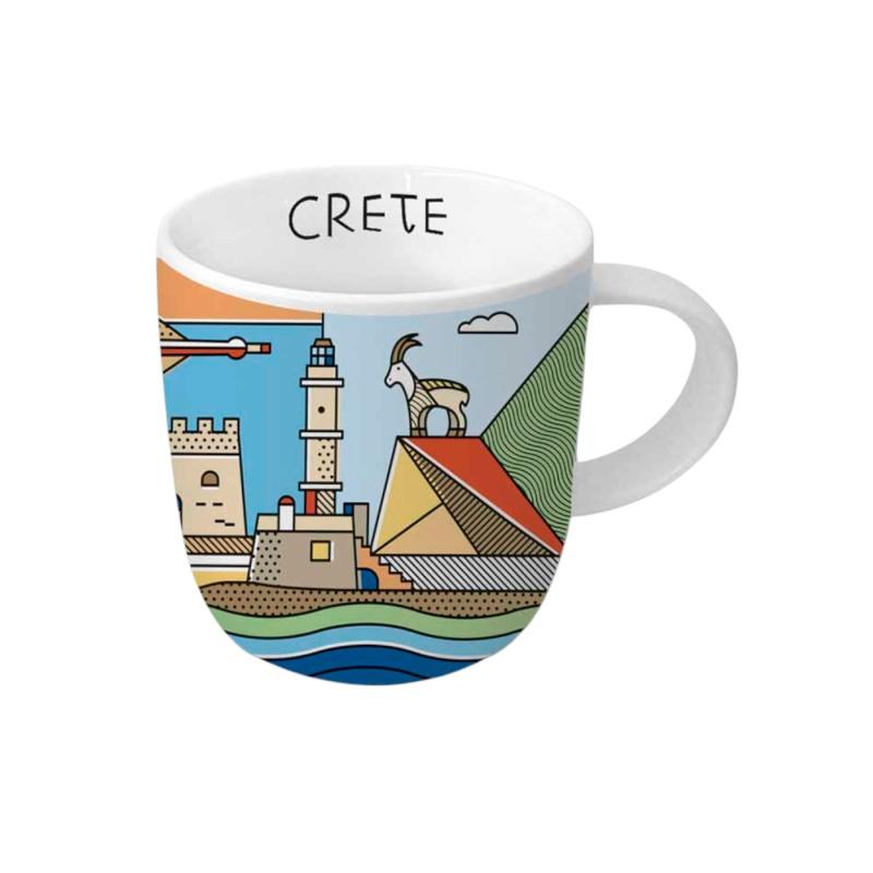 Mug en céramique illustré Crète line collage WHAT A BRAND 330 ml