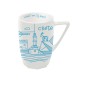 Mug en céramique illustré Crète line collage blanc WHAT A BRAND 330 ml