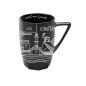 Mug en céramique illustré Crète line collage noir WHAT A BRAND 330 ml