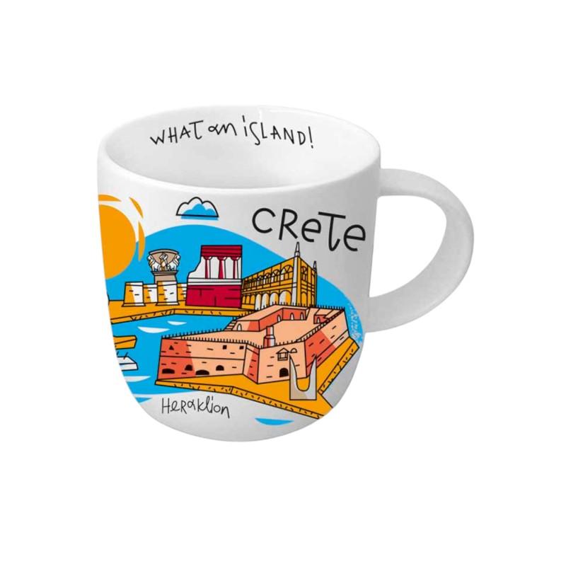 Mug en céramique illustré Heraklion Crète WHAT A BRAND 330 ml