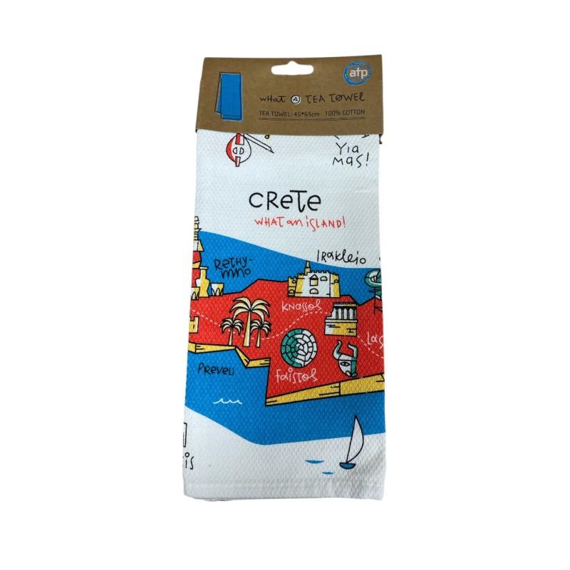 Torchon imprimé l'île de la Crète