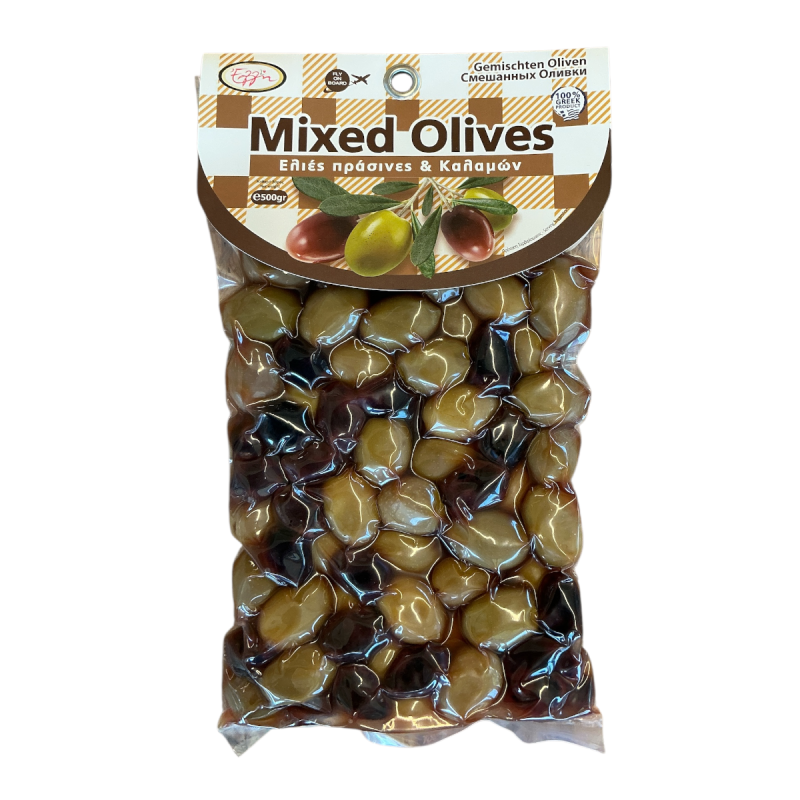 Olives mixtes grecques, vertes et noires, en sous vide ELLIE 500 g