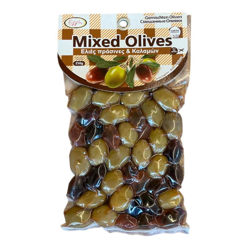 Olives mixtes grecques, vertes et noires, en sous vide ELLIE 250 g
