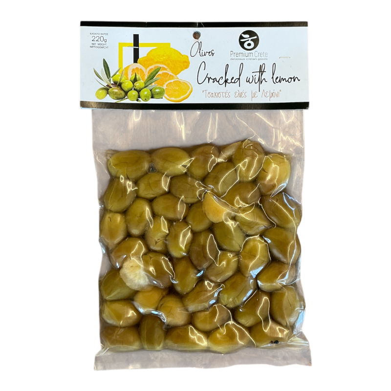 Olives vertes craquées au citron PREMIUM CRETE en sous vide 220 g
