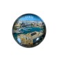 Magnet rond en verre "Ville d'Héraklion" - Diamètre 3,5 cm