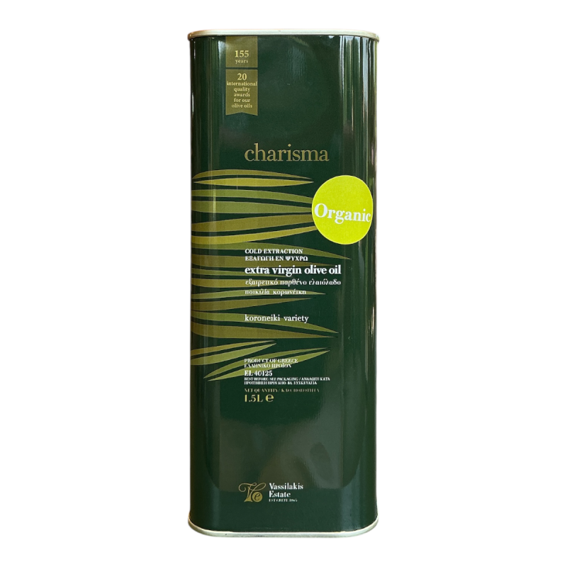 Huile d’olive vierge extra BIO Charisma VASSILAKIS ESTATE 1,5 l Huile d’olive vierge extra BIO Charisma VASSILAKIS ESTATE 1,5 l