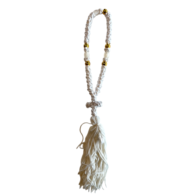 Komboskini - chapelet de prière orthodoxe blanc 35 nœuds