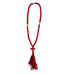 Komboskini - chapelet de prière orthodoxe rouge 35 nœuds
