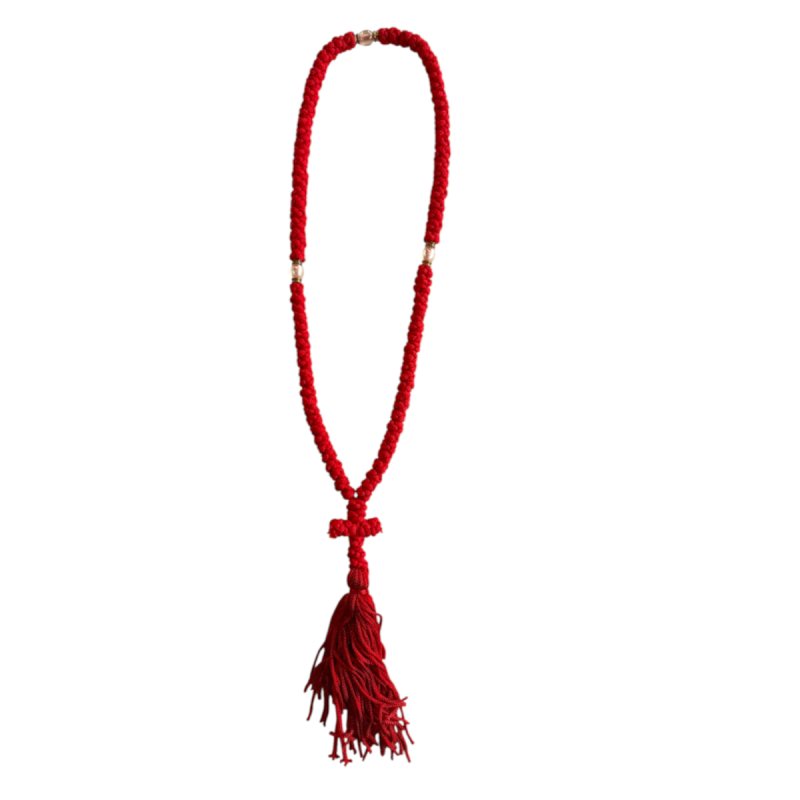Komboskini - chapelet de prière orthodoxe rouge 35 nœuds