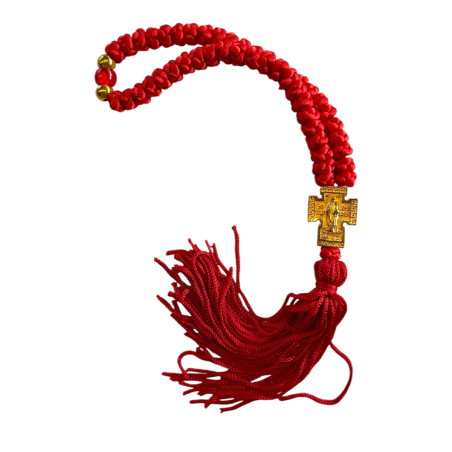 Komboskini - chapelet de prière orthodoxe rouge 50 nœuds