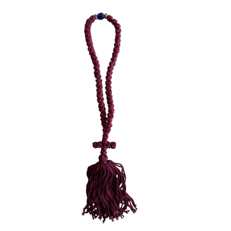 Komboskini laine - chapelet de prière orthodoxe violet 50 nœuds