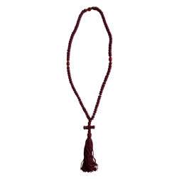 Komboskini laine avec 3 perles - chapelet de prière orthodoxe bordeaux 100 nœuds