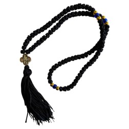 Komboskini à 3 perles et médaillon - chapelet de prière orthodoxe noir 100 nœuds