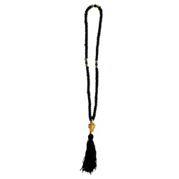 Komboskini à 3 perles et croix en or - chapelet de prière orthodoxe noir 100 nœuds