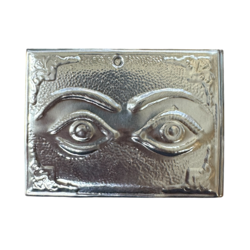 Ex-voto grec Yeux (tama) - plaque votive orthodoxe métal argenté 6 x 8 cm
