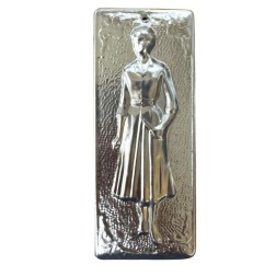 Ex-voto grec Femme (tama) - plaque votive orthodoxe métal argenté 10 x 3 cm