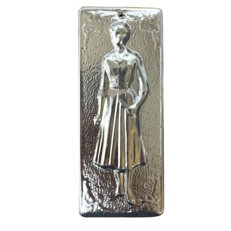 Ex-voto grec Femme (tama) - plaque votive orthodoxe métal argenté 10 x 3 cm