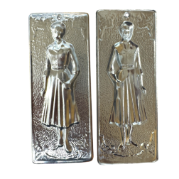 Ex-voto grec Femme (tama) - plaque votive orthodoxe métal argenté 10 x 3 cm