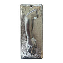 Ex-voto grec Main (tama) - plaque votive orthodoxe métal argenté 10 x 3 cm