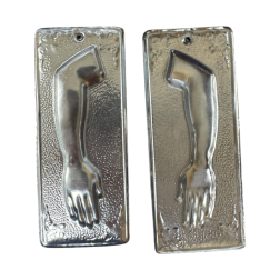Ex-voto grec Main (tama) - plaque votive orthodoxe métal argenté 10 x 3 cm