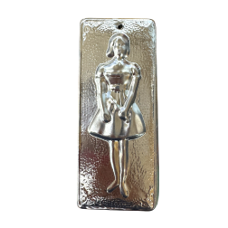 Ex-voto grec Jeune fille (tama) - plaque votive orthodoxe métal argenté 10 x 3 cm