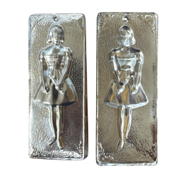 Ex-voto grec Jeune fille (tama) - plaque votive orthodoxe métal argenté 10 x 3 cm