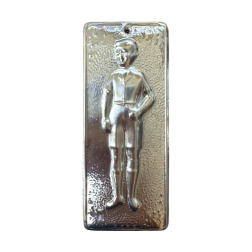Ex-voto grec Jeune homme (tama) - plaque votive orthodoxe métal argenté 10 x 3 cm