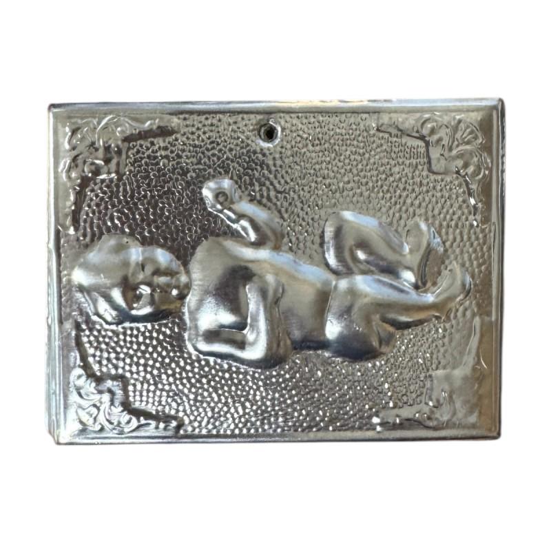 Ex-voto grec Bébé (tama) - plaque votive orthodoxe métal argenté 6 x 8 cm