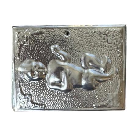 Ex-voto grec Bébé (tama) - plaque votive orthodoxe métal argenté 6 x 8 cm