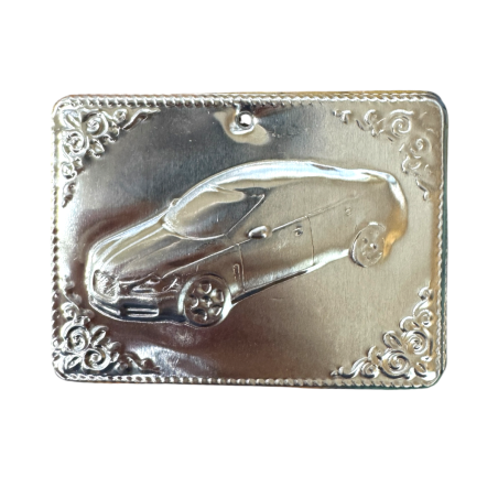 Ex-voto grec Voiture (tama) - plaque votive orthodoxe métal argenté 6 x 8 cm