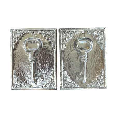 Ex-voto grec Clé (tama) - plaque votive orthodoxe métal argenté 6 x 8 cm