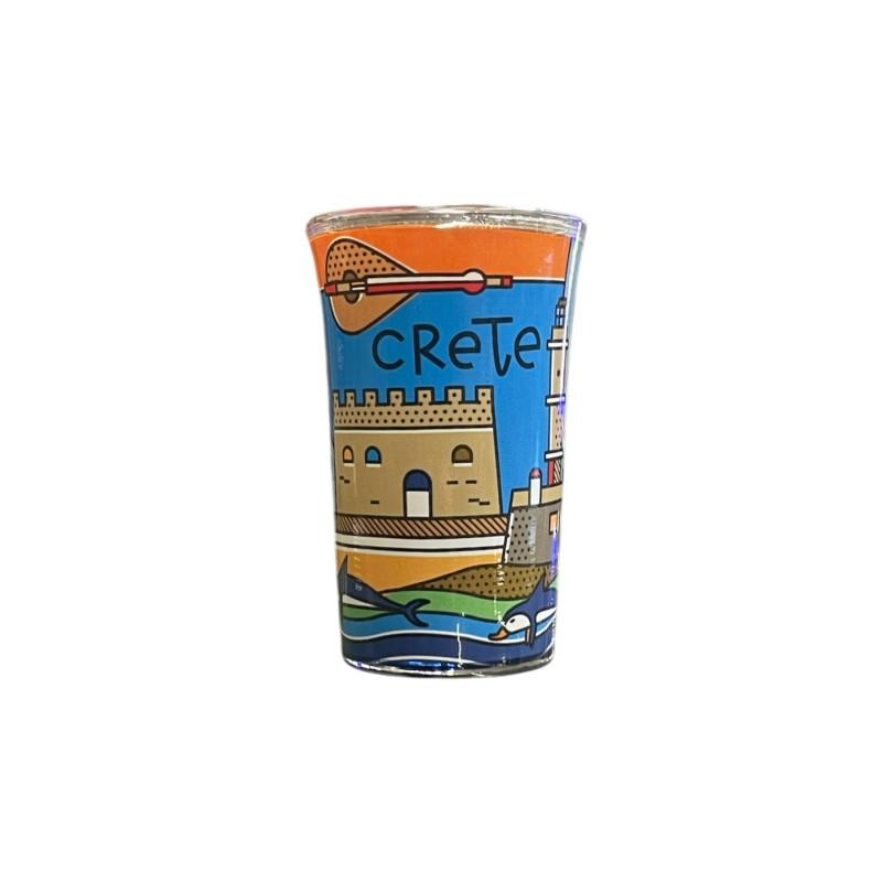 Verre à raki imprimé - Paysages de Crète 4,3 diamètre