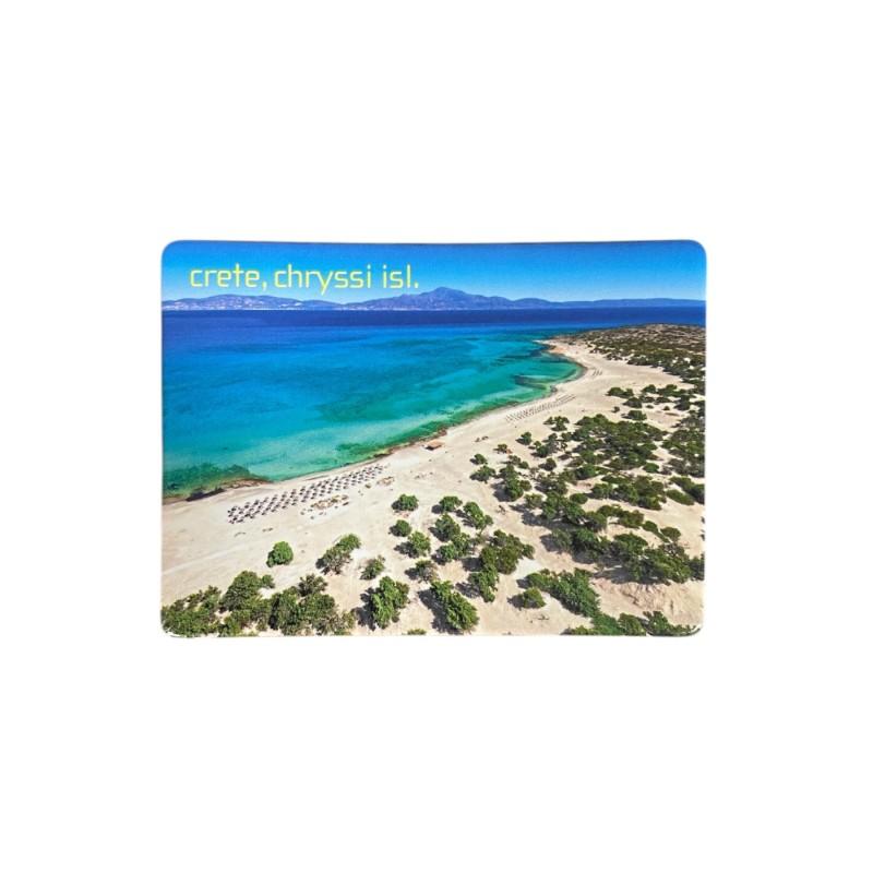 Magnet souvenir de Crète-Grèce, le paradis perdu sur l'île de Chrissi 7,4x5,5 cm